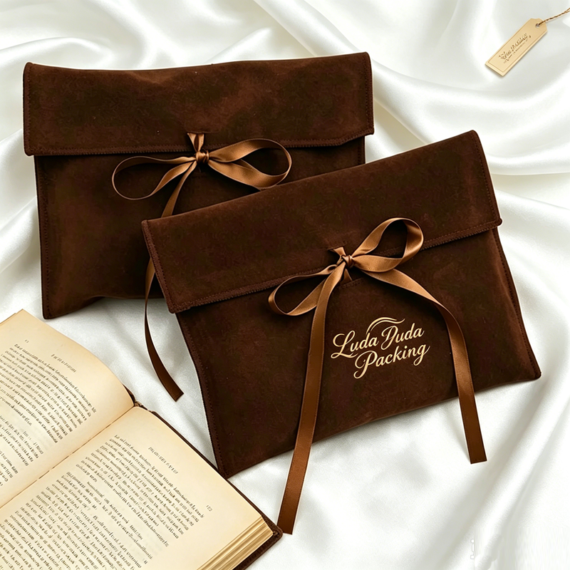 Custom Logo Velvet Envelope Bag Luxury Cosmetic Makeup Pouch for Skincare Lotion Perfume Packaging Book Storage Wigs Dust Bag