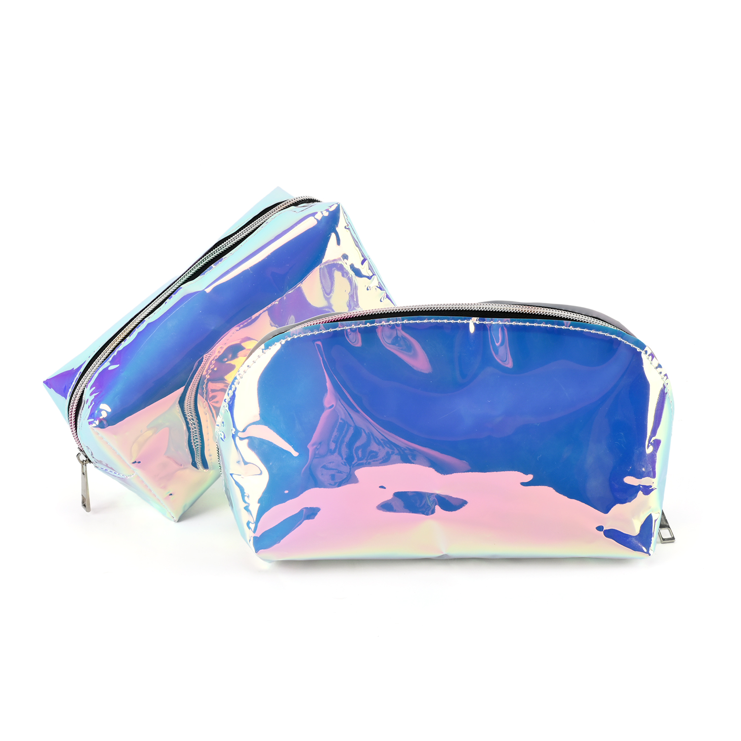Personalized Oem Pvc Tpu Holographic Glitter Waterproof Zipper Makeup Pouch Professional Travel Cosmetic Toiletry Wash Bag