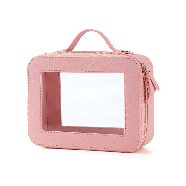 Custom With Logo Zipper Clear PVC Window Large Capacity Wash Bag Makeups Bagged Transparent Travel Toiletry Cosmetic Makeup Bags