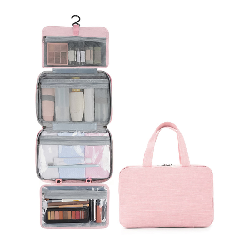 Portable Waterproof Folding Makeup Bag with Hanging Hook Bathroom Wash Bag Travel Cosmetic Bag