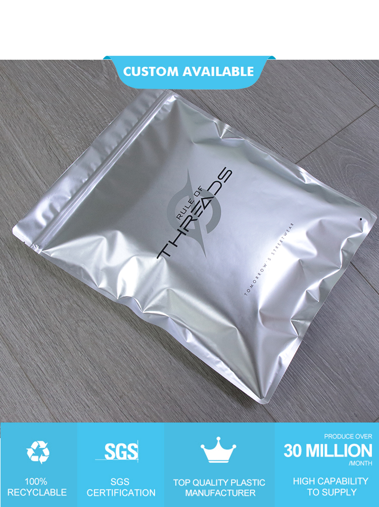 Wholesale High Quality Custom Logo Waterproof Laminated Foil Clothing Packaging Resealable Plastic Shopping Ziplock Handle Bag