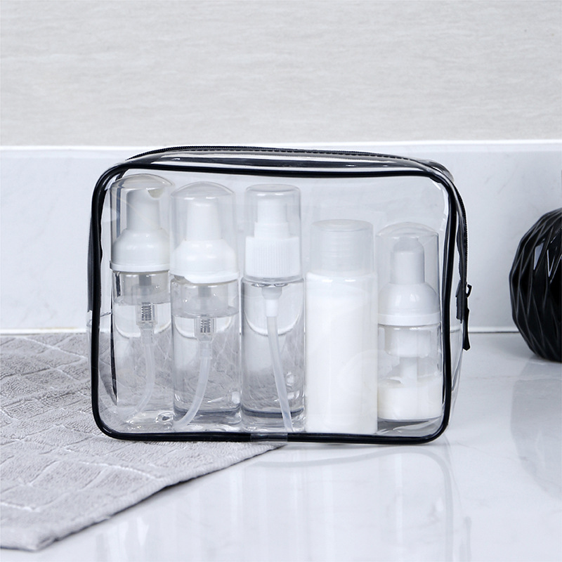 Portable Travel Toiletry Bag-Clear Cosmetic Organizer Pouch with Zipper for Makeup &amp; Skincare, Custom Logo Available