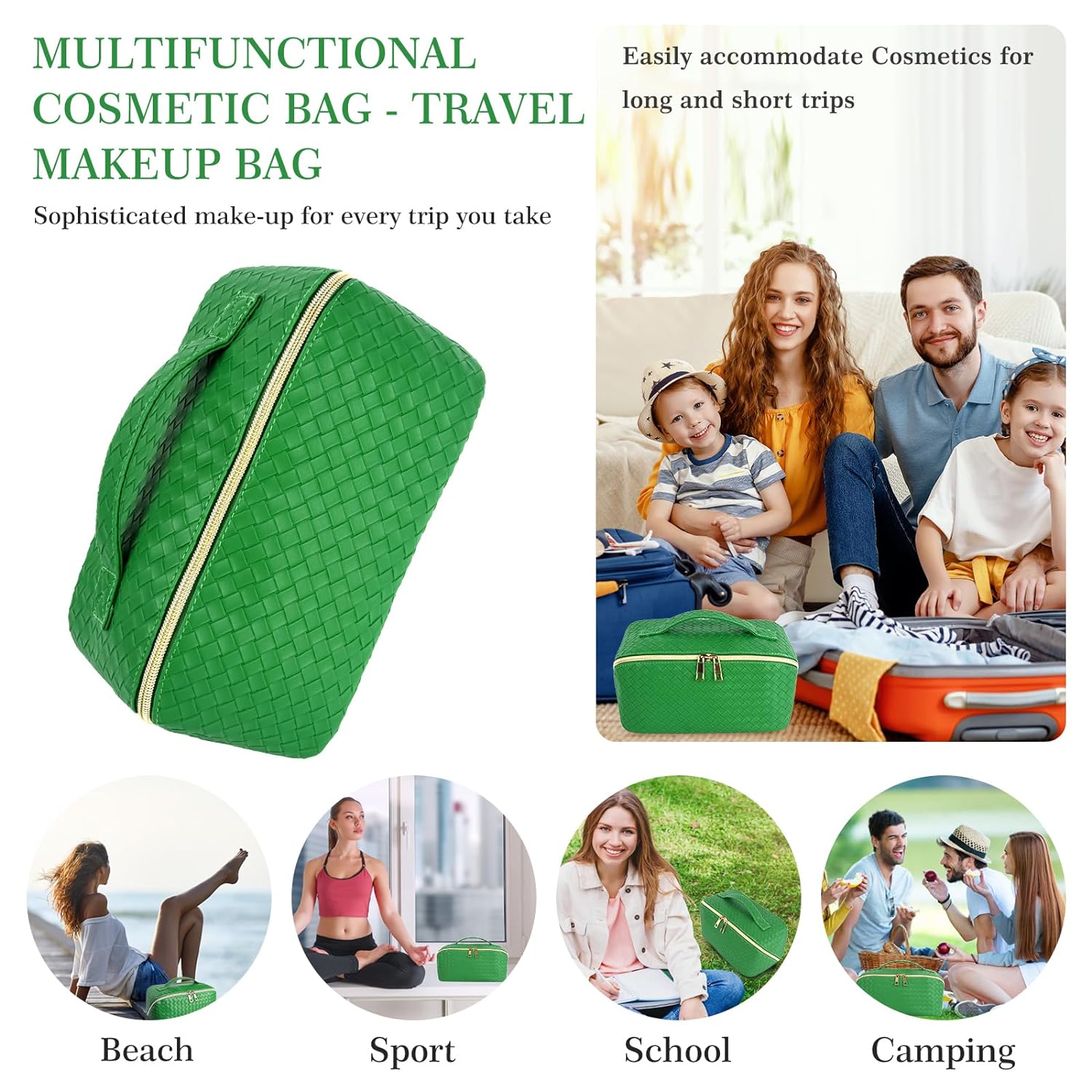 Large Capacity Water Resistant Zipper PU Travel Cosmetic Bag Portable Women Makeup Bag Organizer