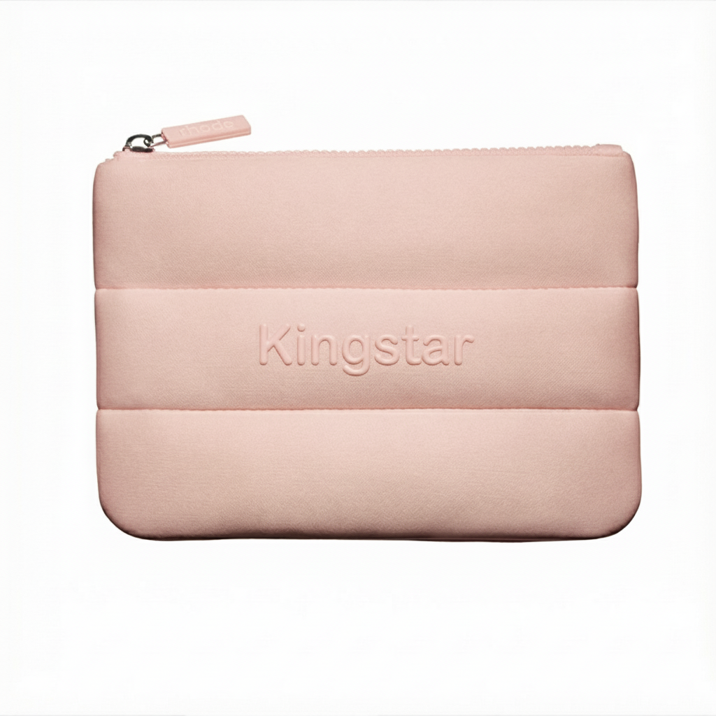 Customized Embossed Logo Bubble Puffy Large Water Resistant Neoprene Fashion Portable for Pouch Cosmetic Bag Makeup Bag