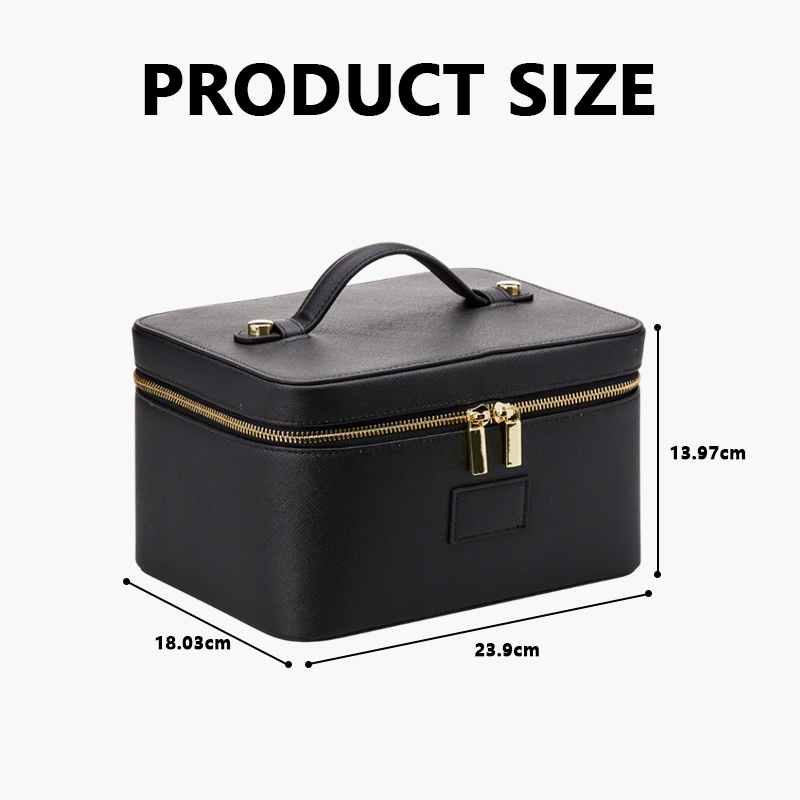 LZ Waterproof PU Travel Vanity Case Portable Cosmetic Box Organizer For Toiletries Storage Multiple Use Zipper Closure