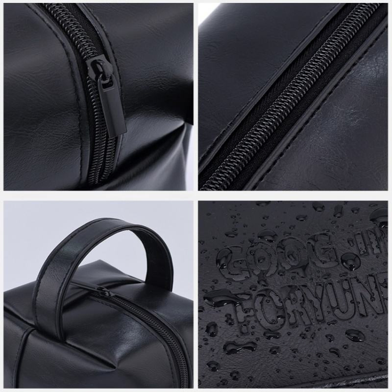 Simple Large PU Leather Cosmetic Bag Portable Women Makeup Vanities Bag Waterproof Men Travel Toiletry Bag Cosmetics Organizer