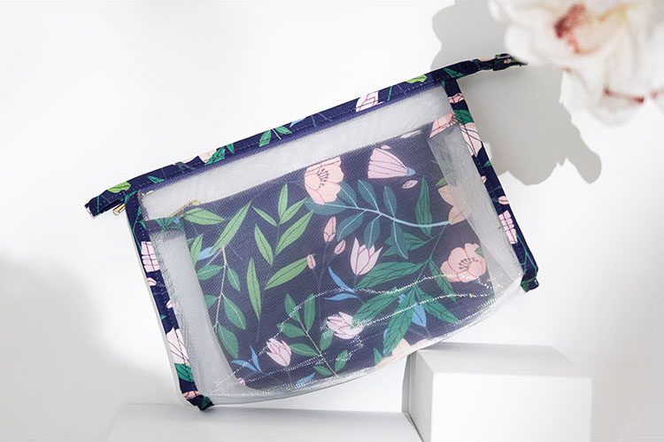 Wholesale Custom Luxury Clear Mesh Transparent Beauty Small Cosmetic Organizer Makeup Bag Pouch Set