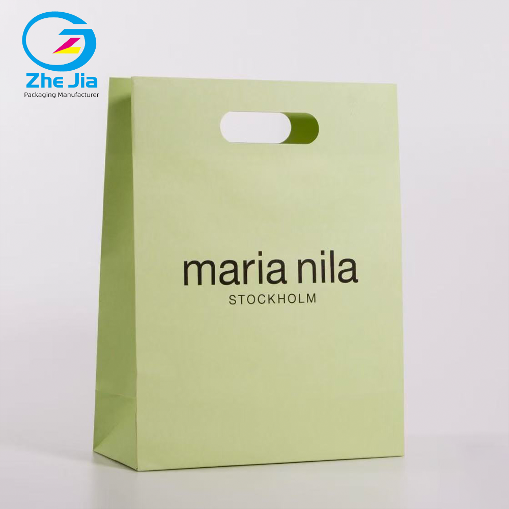 Luxury Custom Logo Fashion Die-Cut Handles Shopping Paper Bags Pink Die Cut Handle Make Up Printing Paper Bags Jewelry Packaging