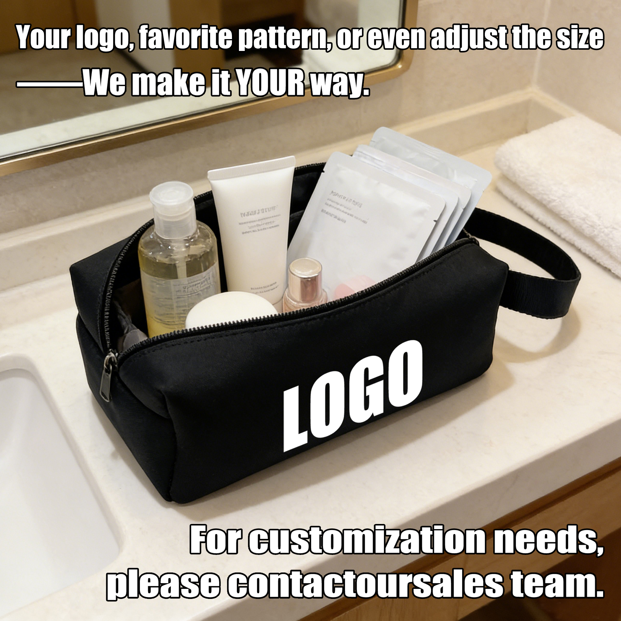 Neoprene Cosmetic Bag Luxury Organizer Cute Makeup Bag Custom Logo Travel Toiletry Bag for Women Makeup Brush Case Makeup Box