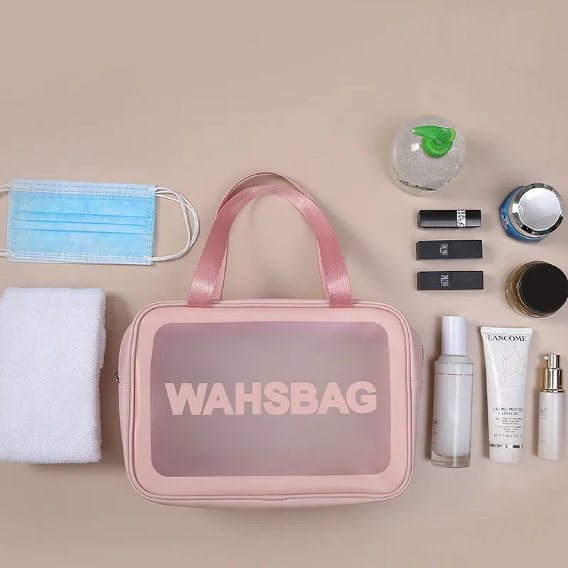 Custom Waterproof Travel Makeup Bag Transparent TPU Zip Pouch Kit Vanity Beauty Bag Clear Cosmetic Wash Bag