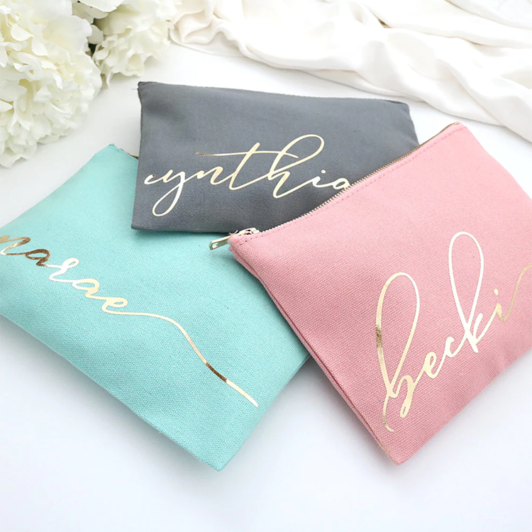 Custom Canvas Bride Cosmetic Bag Best Friend Gift Bridesmaid Makeup Bag With Zipper