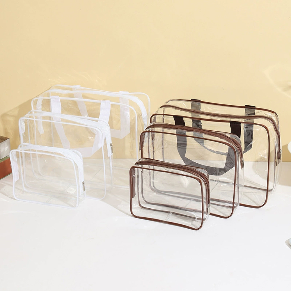 Custom Logo Vinyl Pvc Transparent Makeup Bag Travel Clear Waterproof Portable Organizer Toiletry Bag