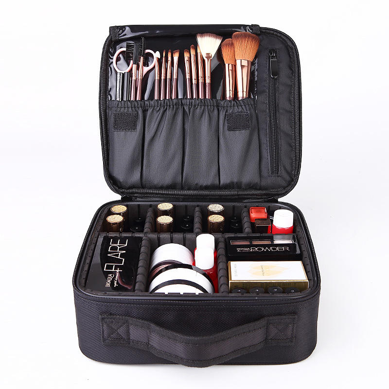 Portable Large Capacity Makeup Bag Travel Professional Makeup Train Case with Adjustable Strap for Women Luxury Makeup Box