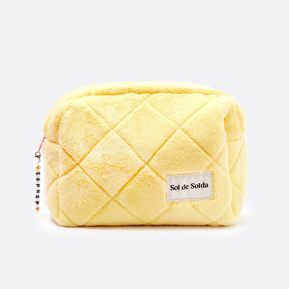 Custom Candy Color Cute Terry Cloth Makeup Organizer Pouch Fashion Girl Soft Quilted Towel Cosmetics Bag