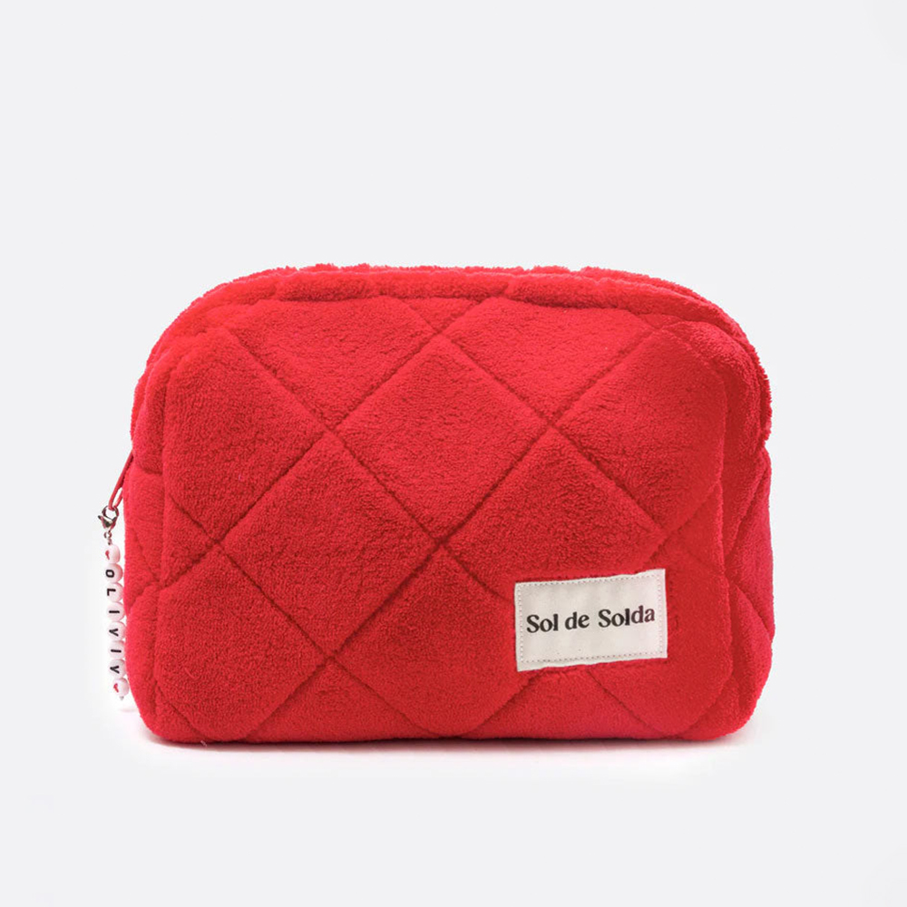 Custom Candy Color Cute Terry Cloth Makeup Organizer Pouch Fashion Girl Soft Quilted Towel Cosmetics Bag