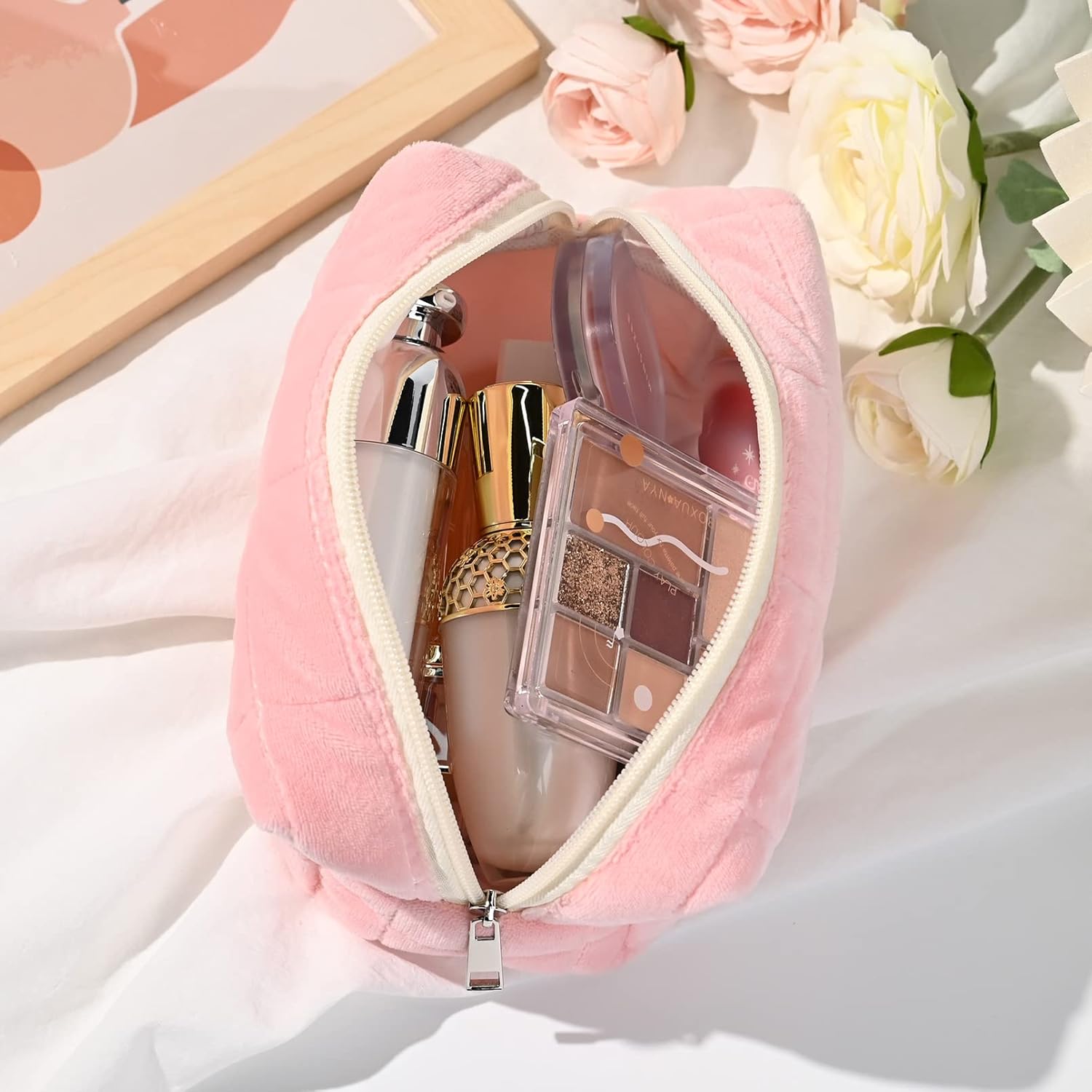 High Quality Cute Makeup Bag For Women Zipper Large Solid Color Cosmetic Large Capacity Bag Travel Toiletry Bag