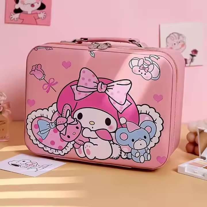 Girl Vanity Portable Large Capacity Skincare Storage Box Cute Cartoon Portable Cosmetic Case Bag