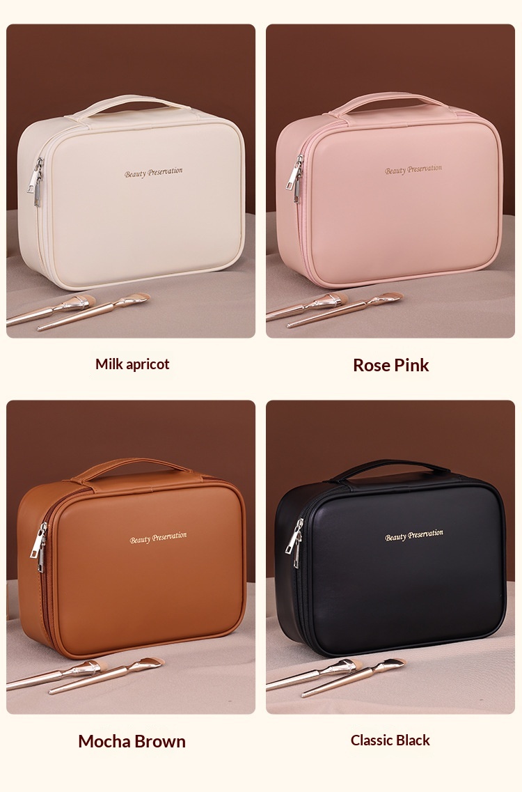 New Fashion Large Capacity PU Zipper Storage Makeup Bags Portable Travel Tote for Bag Make up Brush Cosmetic Case