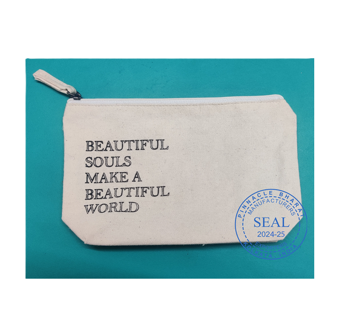 Custom Printed Cotton Canvas Cosmetic Pouch with Zipper Closure Portable Travel Makeup Bag for Women