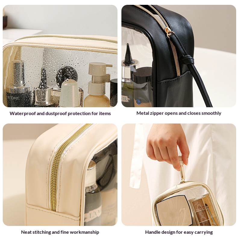New Travel Portable Transparent Handbag Makeup Storage Bag Multi-purpose Enlarged Capacity PVC Waterproof Wash Bag