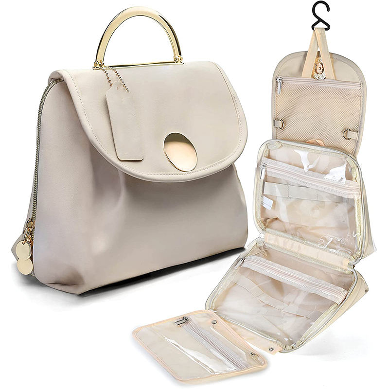 Women Pu Travel Makeup Storage Organizer Beauty Accessories Pouch Hanging Toiletry Cosmetic Travelling Bag