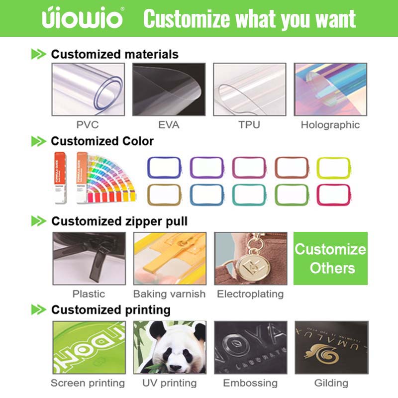 UIOWIO Clear Portable Storage Organizer Waterproof Makeup Travel Cosmetic Toiletry Bag With Zipper