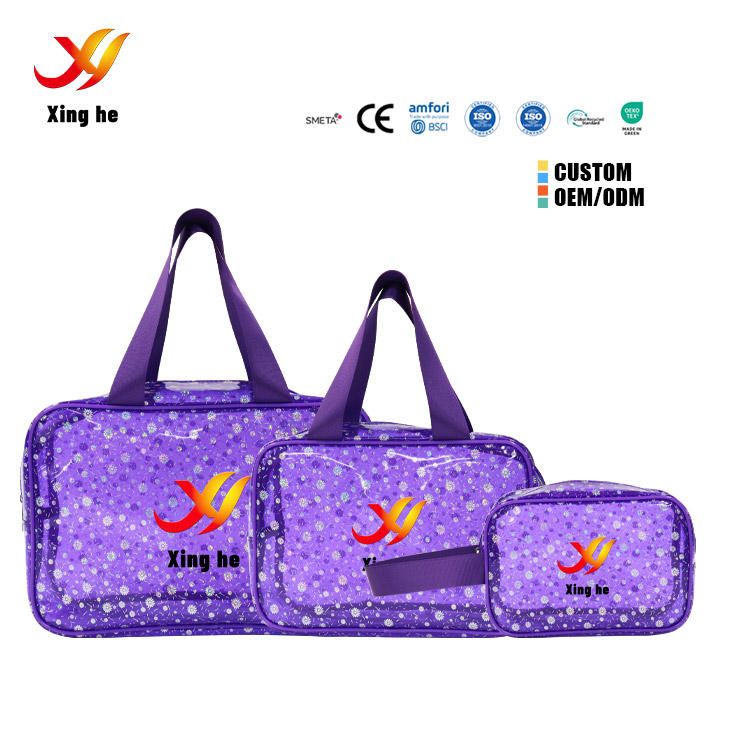 Fashionable Eco-Friendly PVC Cosmetic Bag with Custom Logo Zipper Closure
