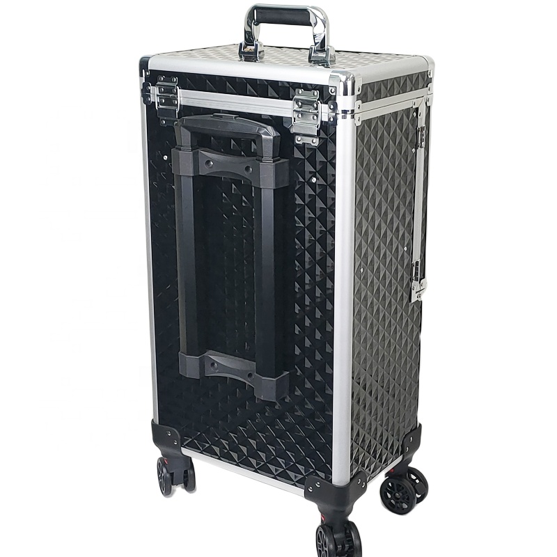 New Design Professional Makeup Trolley Case Rolling Makeup Train Case Hair Stylist Salon Barber Case For Nail Tech Hairstylist