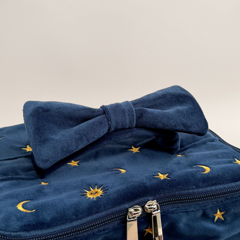 New Fashion Embroidery Star Velvet Cosmetic Bag Large Capacity Celestial Travel Vanity Case with Handle