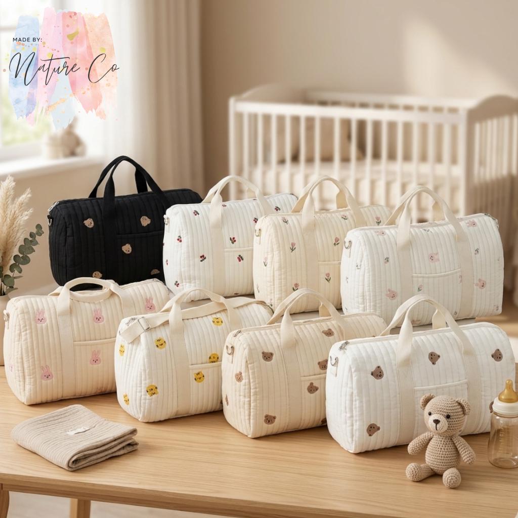 Handbag Mommy Bag Extra Large Capacity Cute Fresh Pattern Travel Bag Black Everyday for Daily Use