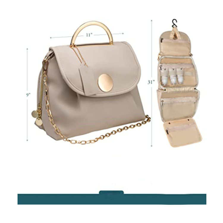 Stylish Women PU Travel Makeup Storage Organizer Custom Beauty Accessories Pouch Hanging Toiletry Cosmetic Travelling Bag