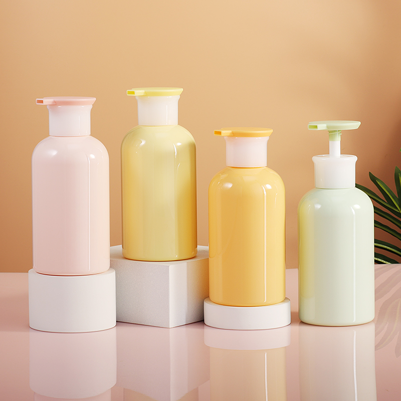 Cosmetics Round Shoulder Plastic Pump Bottle 300ml Body Lotion Bottle Toner Skin Care Cleanser Makeup Packaging Containers