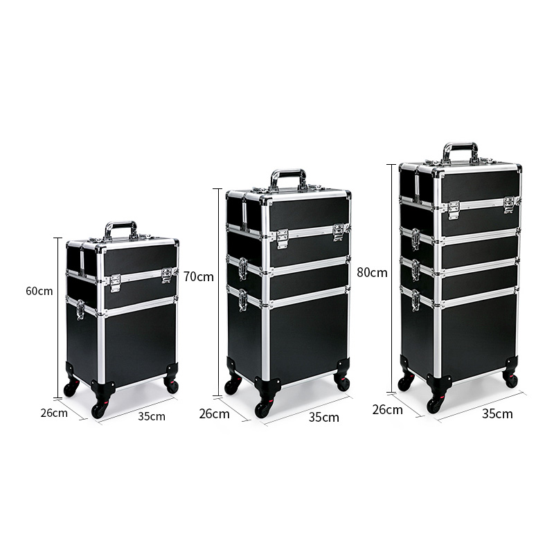 Large Capacity Makeup Case With trolley Makeup Travel Professional Rolling train case with trays for Nail Polish Technician