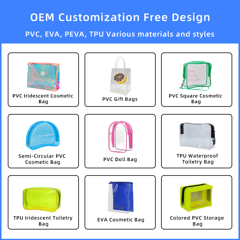 Custom Logo Vinyl Pvc Transparent Makeup Bag Travel Clear Waterproof Portable Organizer Toiletry Bag