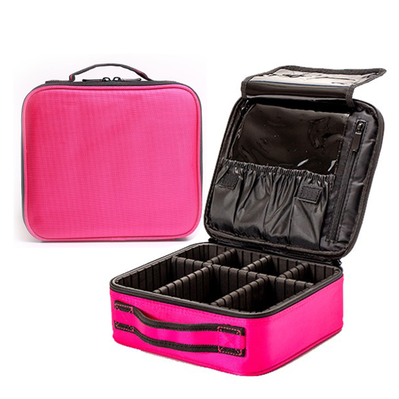 Portable Large Capacity Makeup Bag Travel Professional Makeup Train Case with Adjustable Strap for Women Luxury Makeup Box