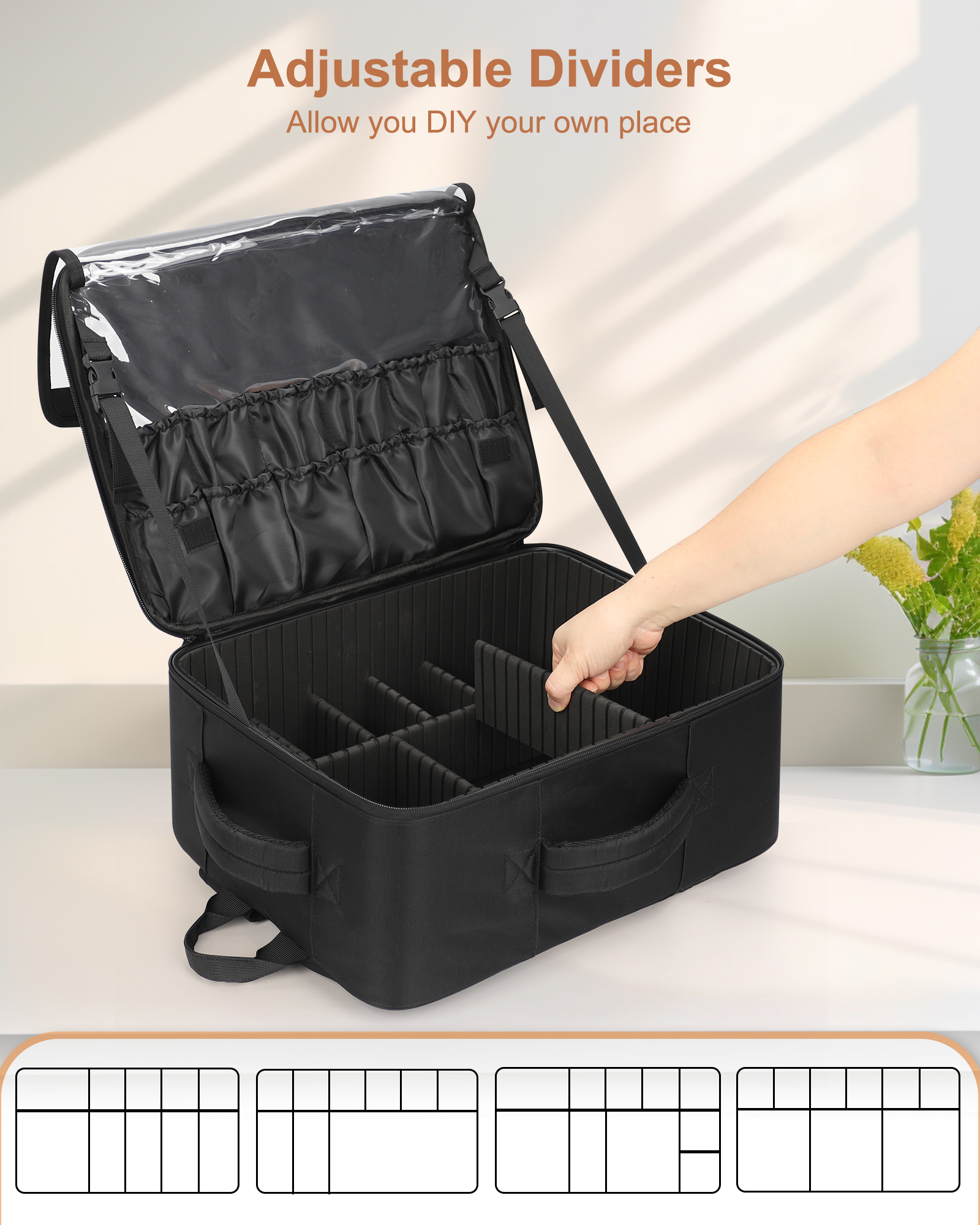 Relavel Professional Makeup Extra Large Cosmetic Bag Travel Train Case Storage Organizer Makeup Backpack with 4 Pouch