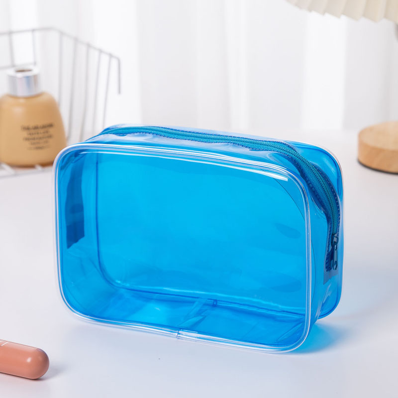 Eco Waterproof Safety Zipper Clear Makeup Pouch Colorful Transparent PVC Cosmetic Toiletry Organizer Bag With Custom Logo