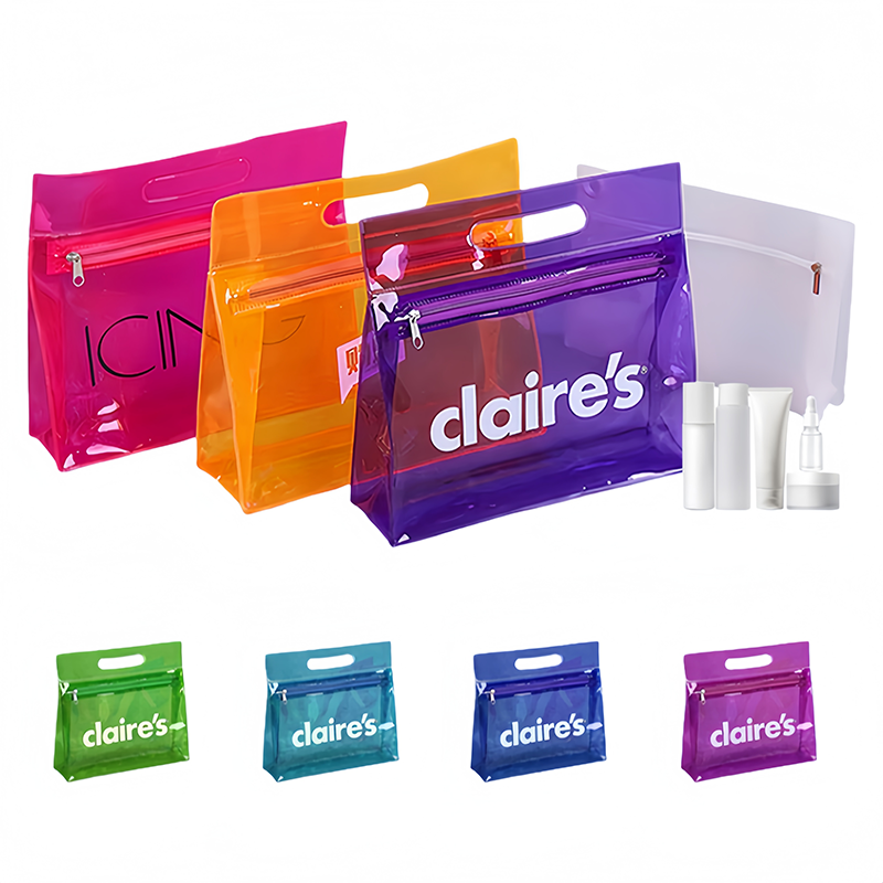 Custom Logo Waterproof Zipper Makeup Pouch Professional Toiletry Packing Bag Women's Personalized Travel Clear PVC Cosmetic Bag
