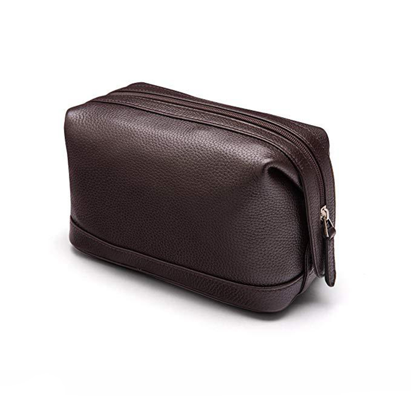Male Custom Logo Black Fashion Large Zipper Thread Pattern Soft Handle Travel Makeup Bag Cosmetic PU Wash Bag