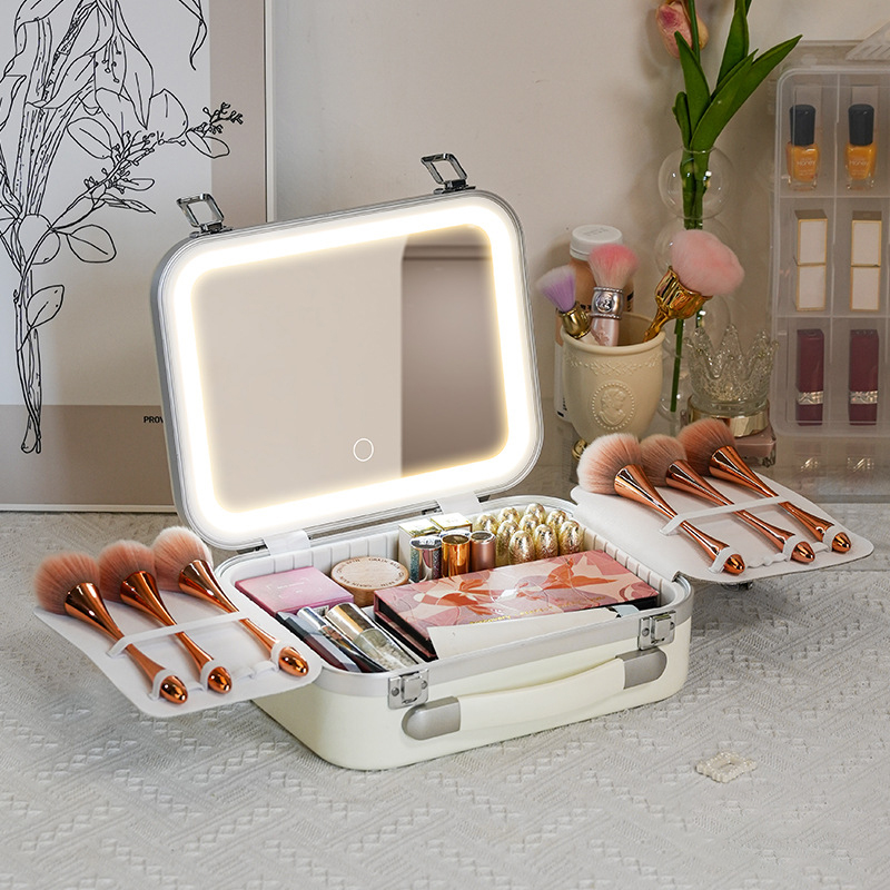 Hard Beauty Case Large Mirror Capacity Cosmetic Organizer Custom Hand Bag Travel Makeup Train Brush Storage Bag Case