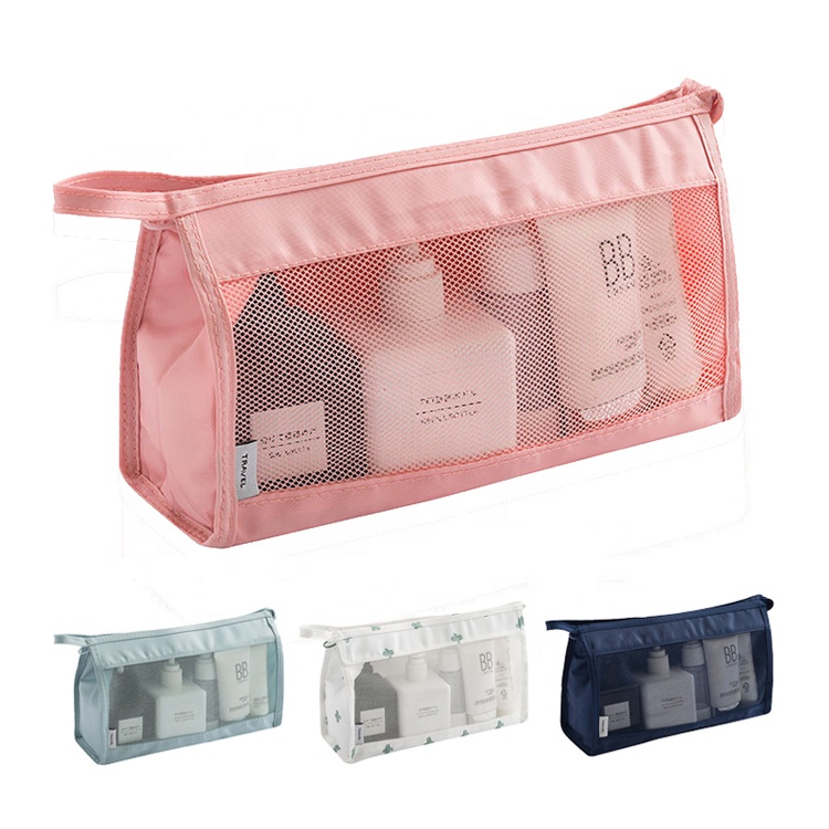 Large-Capacity Travel Cosmetic Bag Custom Polyester Mesh Cosmetic Bag Portable Fashion Makeup Bag Cosmetic Pouch Fashion