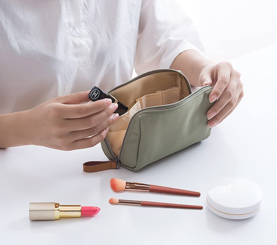 Small Cosmetic Bag Organizer Beauty Case Leather Pink Women Makeup Pouch Bag Mini Travel Cosmetic Bags