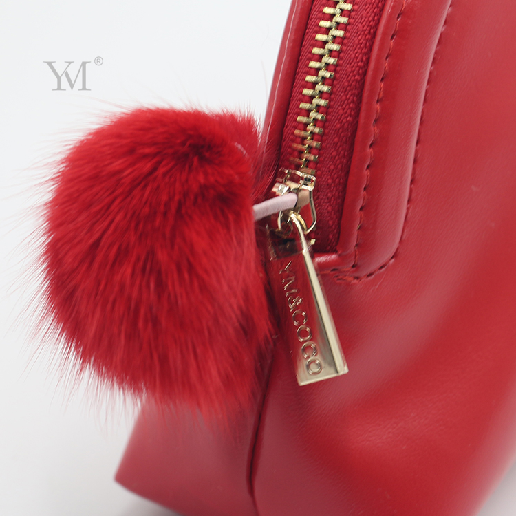 Red Pu Cosmetic Bag Detail