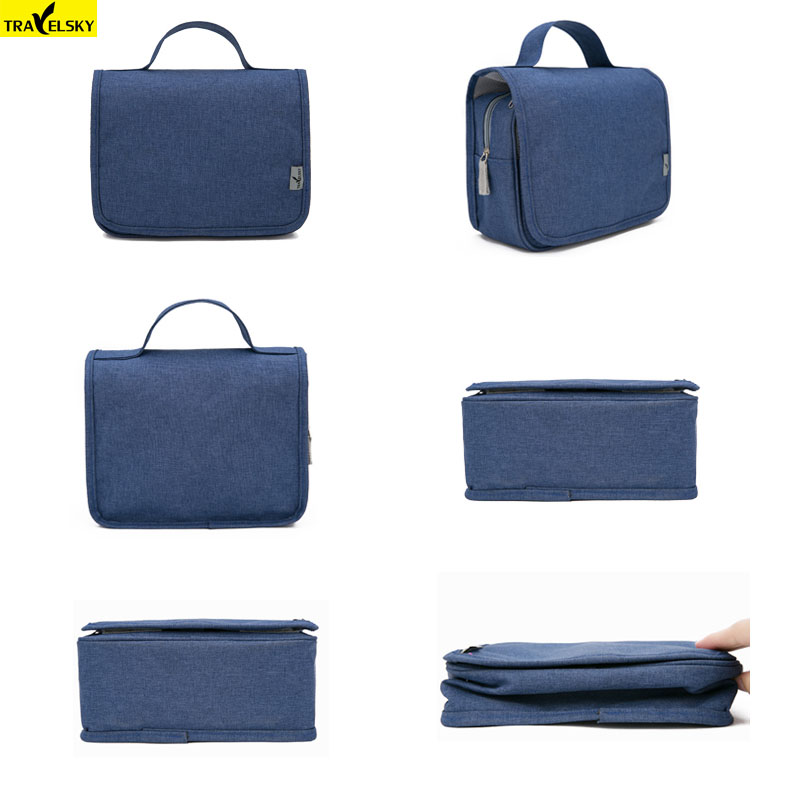 Customized Logo Portable Water-Resistant Hanging Toiletry Bag Travel Bags Large Capacity Polyester Travel Cosmetic Bags