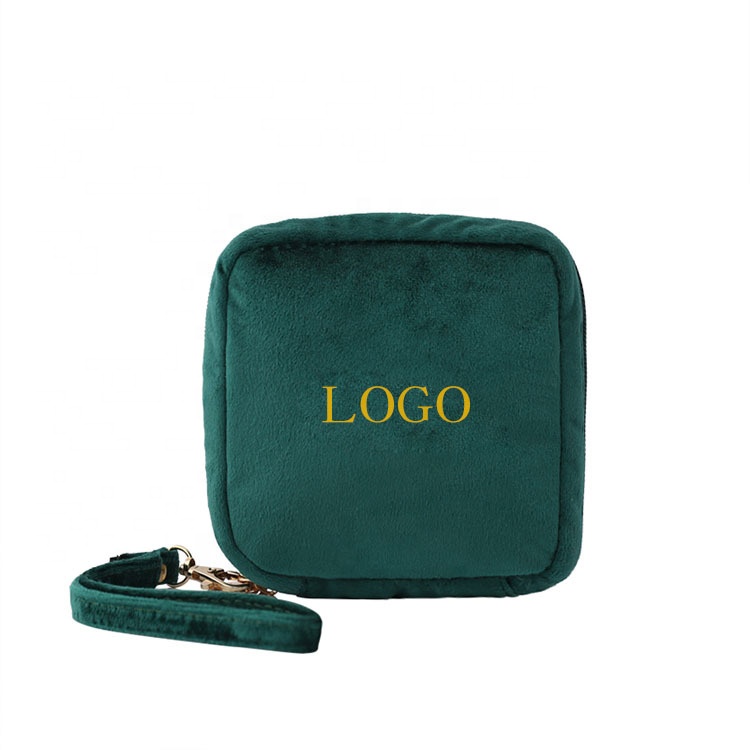Mini Red Private Label Velvet Makeup Bag With Handle, Iso Certificate Small Professional Lipstick Makeup Waist Bag*