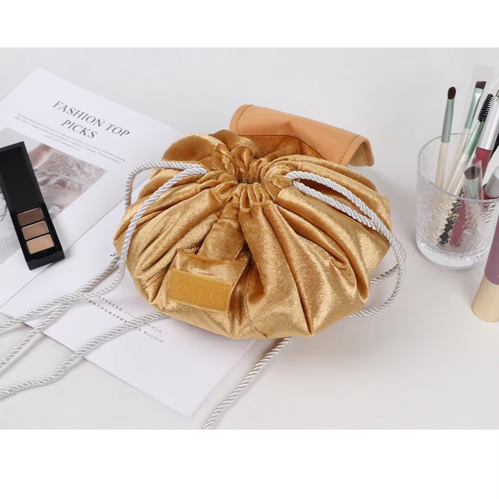 Portable Travel Normcore/Minimalist Polyester Drawstring Makeup Cosmetic Bag for Professional Use
