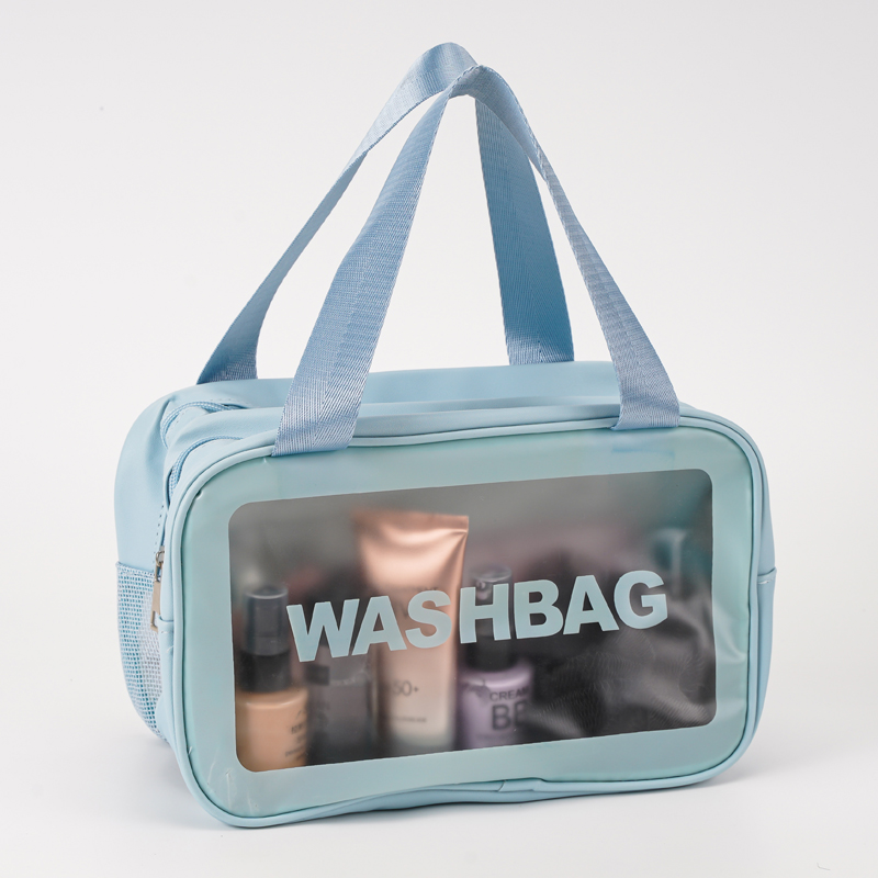 YET Large Clear PVC Zipper Cosmetic Bag with Soft Handle Waterproof &amp; Durable Portable Travel Toiletries Makeup Storage