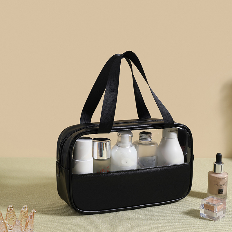 Portable Travel Cosmetics Storage Custom Logo PU Transparent Toiletry Pouch Clear Makeup PVC Cosmetic Bag