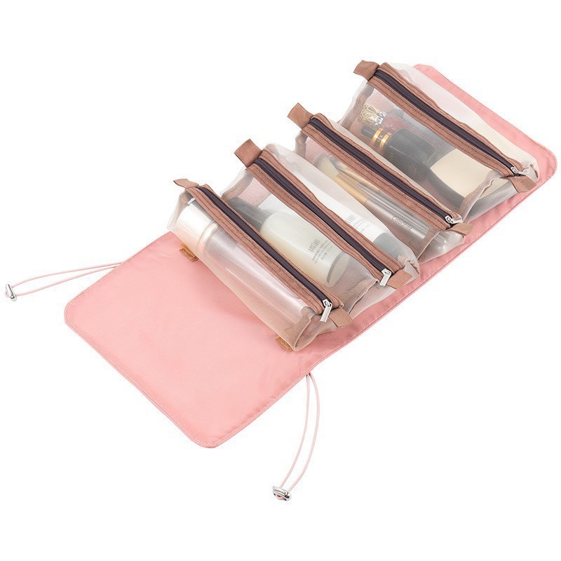 Tomic Hot-selling Convenient Portable Lightweight 4-in-1 Foldable Oxford Cloth Makeup Bag for Women Travel Toiletry Hanging
