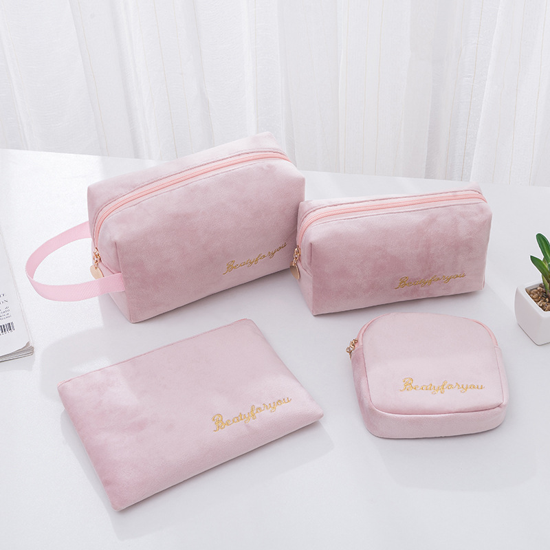 2025 Custom logo Velvet Cosmetic Bag Private Label Custom Makeup Bag Cases Pouch Set Make up Bags